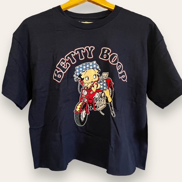 Betty Boop Graphic Tee Motorcycle Navy XL NEW - Picture 1 of 3